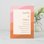 Boho Pink Orange Terracotta Bright Bold Wedding Einladung (Stehend Vorderseite)