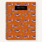 Boho Pink Orange Tiger Animal Pattern Notizblock (Vorderseite)