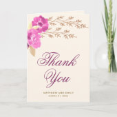 Boho Pink Orchid Floral Ivory Wedding Dankeskarte (Vorderseite)