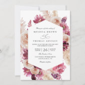 Boho Pink Pampas Gras Blumen QR-Code Hochzeit Einladung (Vorderseite)