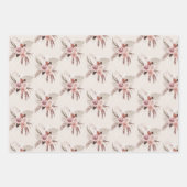 Boho Pink Pampas Gras Getrocknete Blume Geschenkpapier Set (Vorderseite)