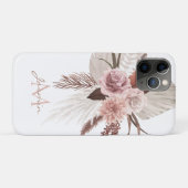 Boho Pink Pampas Grass Getrocknete Blume Monogramm Case-Mate iPhone Hülle (Rückseite (Horizontal))