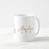 Boho Pink Pampas Grass Getrocknete Blume Monogramm Kaffeetasse (VorderseiteRechts)