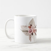 Boho Pink Pampas Grass Getrocknete Blume Monogramm Kaffeetasse (Links)