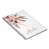 Boho Pink Pampas Grass Getrocknete Blume Monogramm Notizblock (Rechte Seite)