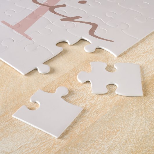 Boho Pink Pampas Grass Getrocknete Blume Monogramm Puzzle (Seite)