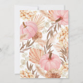 Boho Pink Pampas Grass Pumpkin Birthday Einladung (Rückseite)