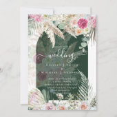 BOHO Pink Pampas Grass Wedding Einladung (Vorderseite)