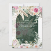 BOHO Pink Pampas Grass Wedding Einladung (Rückseite)