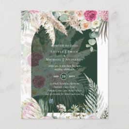 BOHO Pink Pampas Grass Wedding Flyer