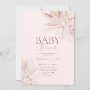 Boho Pink Pampas Kinderdusche Einladung