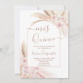 Boho Pink Pampas Quinceanera Einladung (Vorderseite)