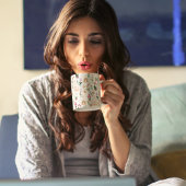 Boho Pink & Peach Orchid Blumenmuster Tasse