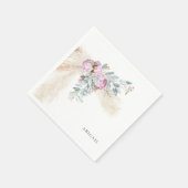 Boho Pink Peonies Custom Brautparty Serviette (Ecke)