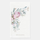 Boho Pink Peonies Personalisiert Wedding Serviette (Vorderseite)