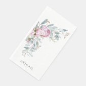 Boho Pink Peonies Personalisiertes Brautparty Serviette (Ecke)