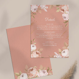 Boho Pink Peonies Wedding Details Card Einladung