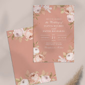 Boho Pink Peonies Wedding Einladung