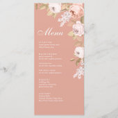 Boho Pink Peonies Wedding Menu Card Menükarte (Vorderseite)