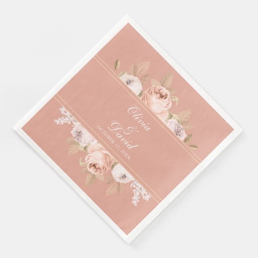 Boho Pink Peonies Wedding Serviette (Ecke)