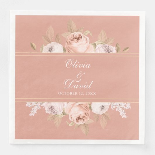 Boho Pink Peonies Wedding Serviette (Vorderseite)