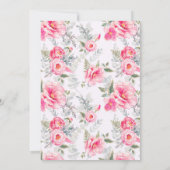 Boho Pink Peonies Wreath Es ist ein Mädchen Baby D Einladung (Rückseite)