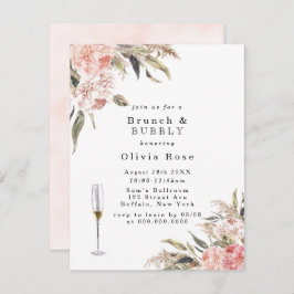 Boho Pink Peony Brunch & Bubbly Einladung