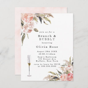 Boho Pink Peony Brunch & Bubbly Einladung