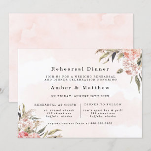 Boho Pink Peony Pampas Probe Dinner Einladung