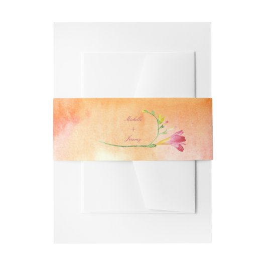 Boho Pink Pop Freesia Sunset Script Einladungsbanderole (Vorderseite Beispiel)