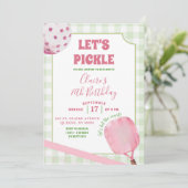Boho Pink Preppy Pickleball Girl Birthday Party Einladung (Stehend Vorderseite)