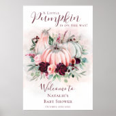 Boho Pink Pumpkin Baby Dusche Begrüßungszeichen Poster (Vorne)