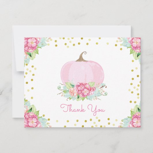 Boho Pink Pumpkin Baby Dusche Danke Karte (Vorderseite)