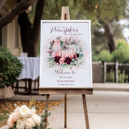Boho Pink Pumpkin Baby Shower Welcome Sign Poster
