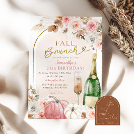 Boho Pink Pumpkin Fall Brunch Geburtstagswein Einladung