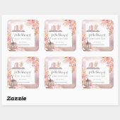 Boho Pink Pumpkin | Pampas Grass Baby Buchzeichen Quadratischer Aufkleber (Blatt)