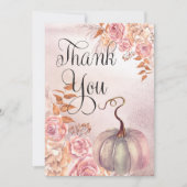 Boho Pink Pumpkin | Pampas Grass Girl Babydusche Dankeskarte (Vorderseite)