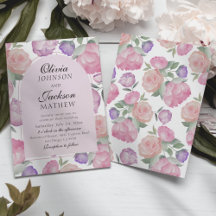 Boho Pink & Purple Floral Watercolor Hochzeit