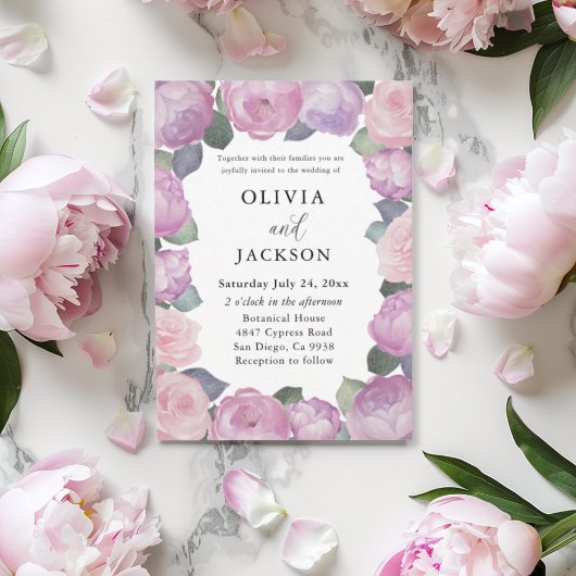 Boho Pink & Purple Floral Wedding Einladung