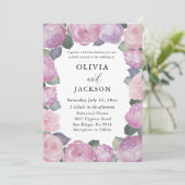 Boho Pink & Purple Floral Wedding Einladung (Stehend Vorderseite)