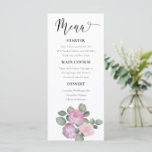 Boho Pink & Purple Floral Wedding Menükarte (Stehend Vorderseite)