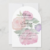 Boho Pink & Purple Watercolor Floral Wedding  Einladung (Vorderseite)
