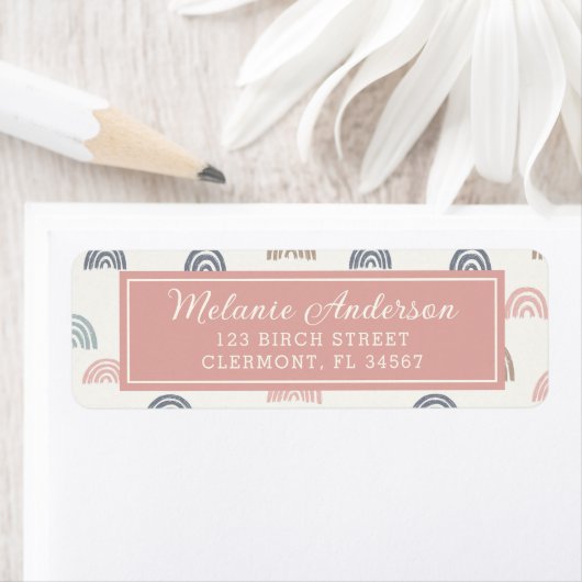 Boho Pink Rainbow Baby Dusche Rücksendeadresse (Insitu)