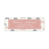 Boho Pink Rainbow Baby Dusche Rücksendeadresse (Vorne)