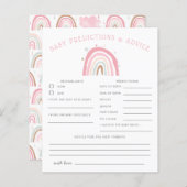 Boho Pink Rainbow Baby Predictions & Advice Card (Vorne/Hinten)
