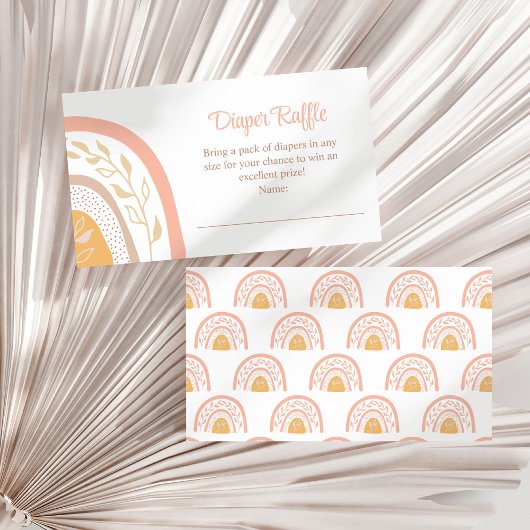 Boho PInk Rainbow Diaper Raffle Umschließkarte Begleitkarte