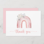 Boho Pink Rainbow mit weißen Rosen Dankeskarte (Vorne/Hinten)