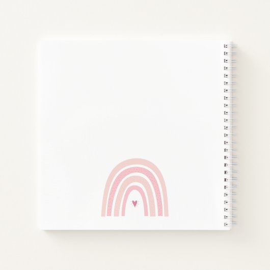Boho Pink Rainbow Spiral Notebook Notizblock (Rückseite)
