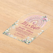 Boho pink Regenbogen Blumenmädchen Babydusche Acryleinladungen (Ablage )