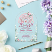 Boho pink Regenbogen Blumenmädchen Babydusche Acryleinladungen (Insitu (Hochzeit))